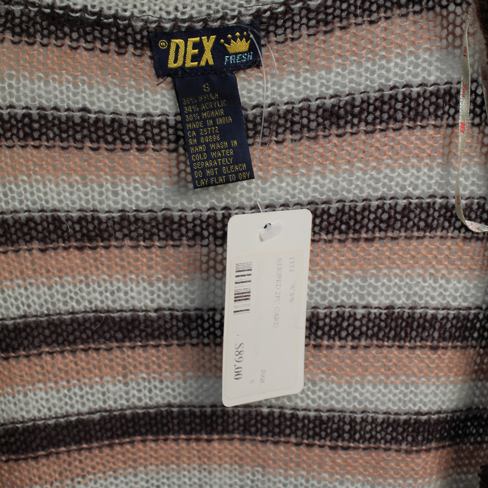 Dex Anthro Brown Pink White Stripe Cardigan Mohair - Picture 7 of 7